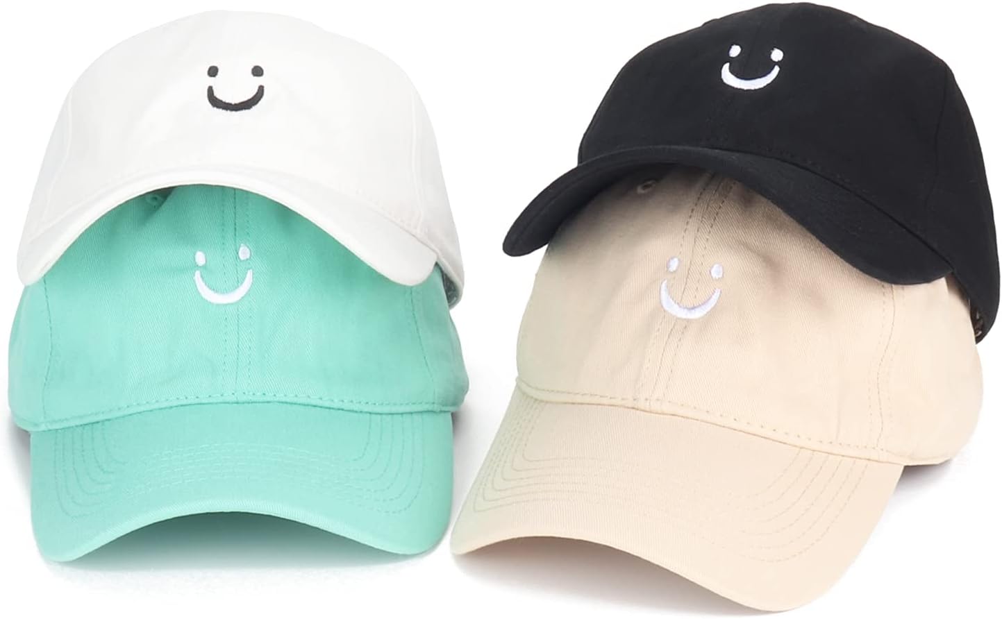 Smile Face Baseball Cap Vintage Distressed Low Profile Unstructured Cotton Dad Hat Adjustable for Women Men